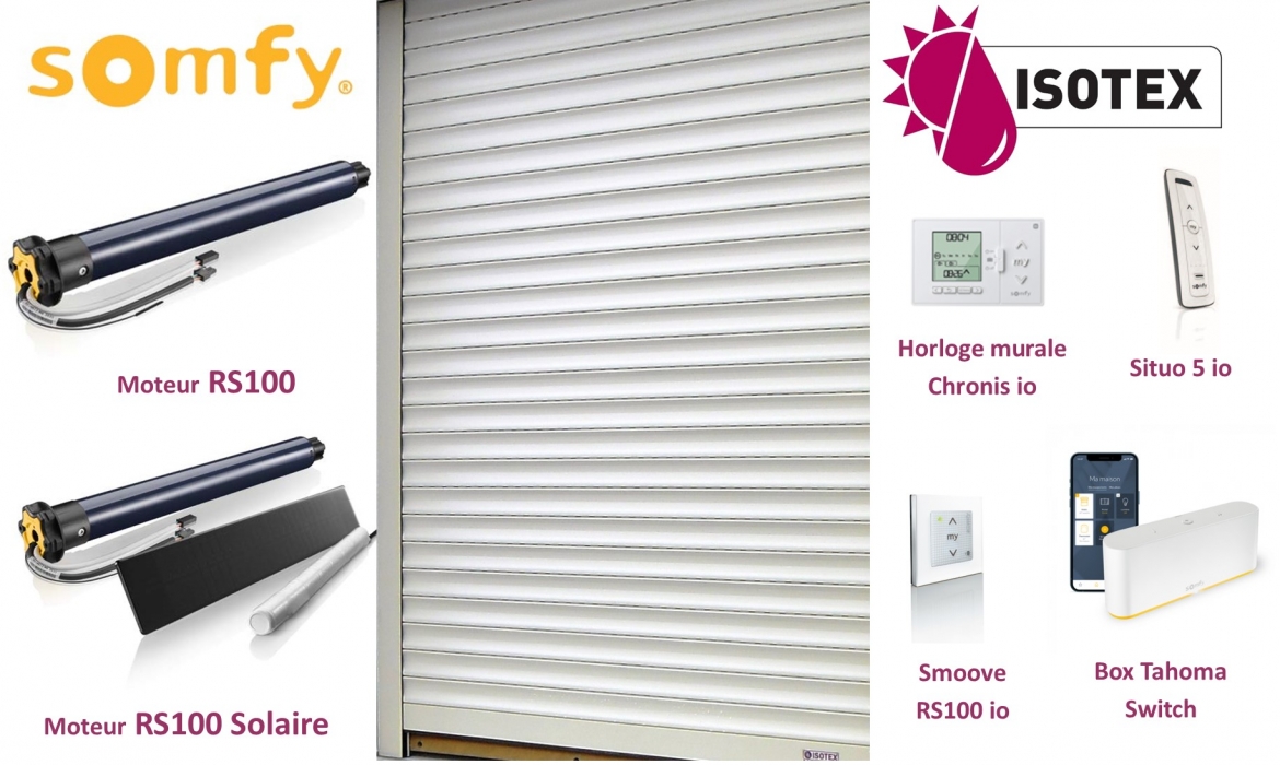 Fabricant Volets Roulants à Bourgoin-Jallieu (Isère) : Motorisation Solaire Somfy RS100 par ISOTEX