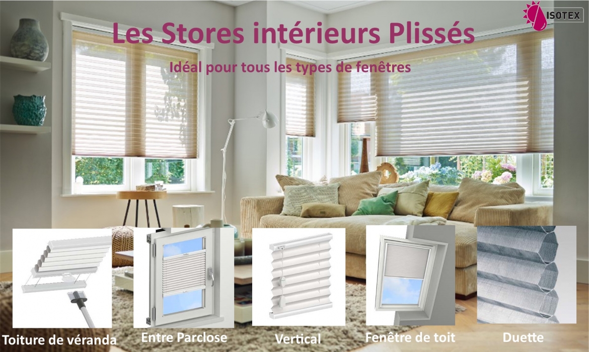 Stores Intérieurs Plissés sur mesure : Elégance et légèreté pour tous les types de fenêtres