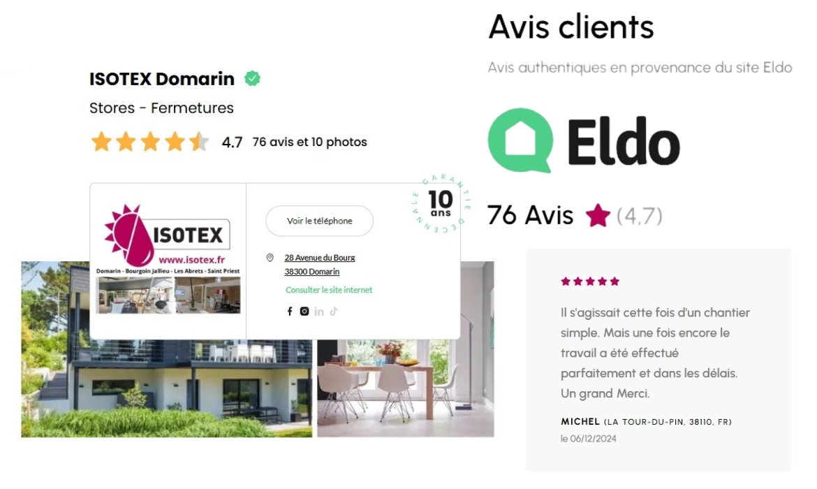 Avis vérifié Eldo du client d'un store de fenêtre vertical à La Tour du Pin (38110)
