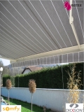 Store coffre Luxia motorisé radio io Somfy toile acrylique Dickson