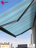 Store coffre Luxia motorisé radio io Somfy toile acrylique Dickson
