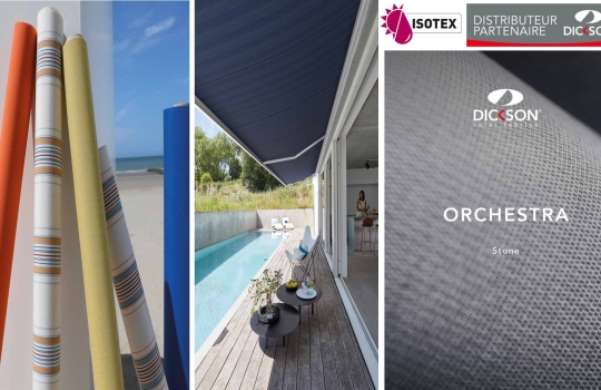 Toile Dickson Orchestra Stone : Nuancier gris pour store extérieur sur mesure