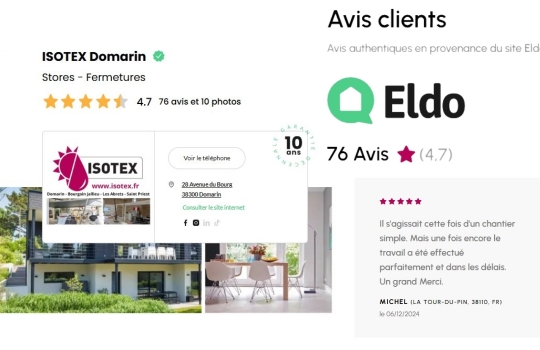 Avis vérifié Eldo du client d'un store de fenêtre vertical à La Tour du Pin (38110)