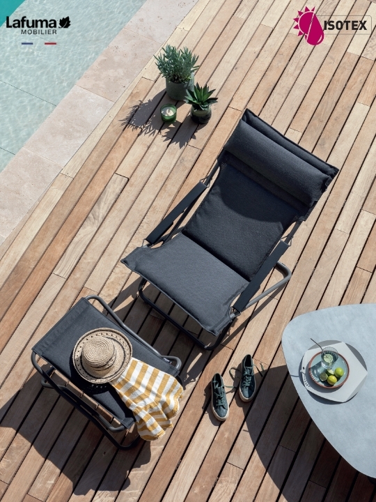 Transat Lafuma Mobilier Bayanne Hedona - Coloris Vert Jade/Titane