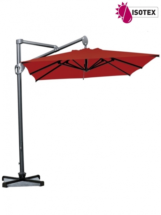 Parasol déporté Hélios Carré 300x300 - Toile polyester 250 g - Coloris Rouge