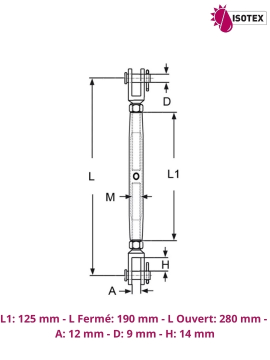 Ridoir à chapes M10 Inox