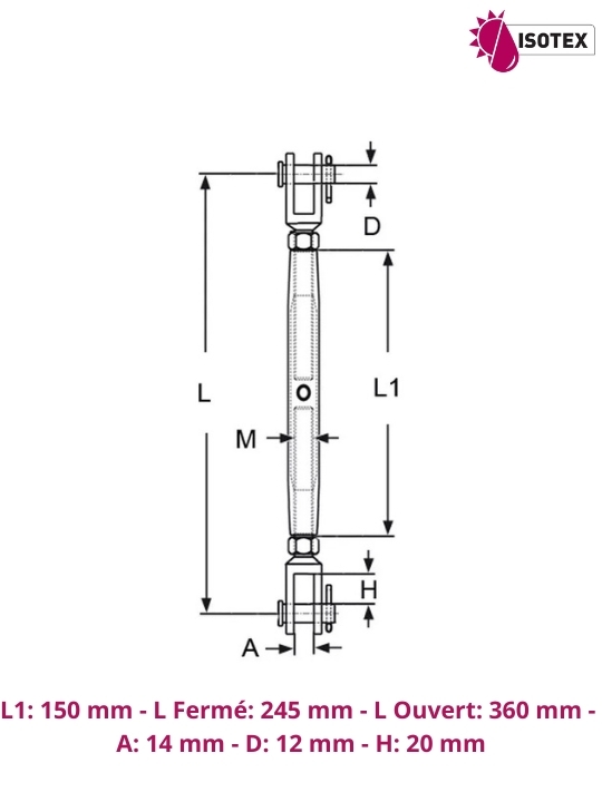 Ridoir à chapes M12 Inox