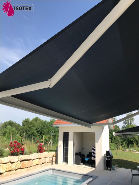 Store coffre Luxia motorisé radio io Somfy toile acrylique Dickson