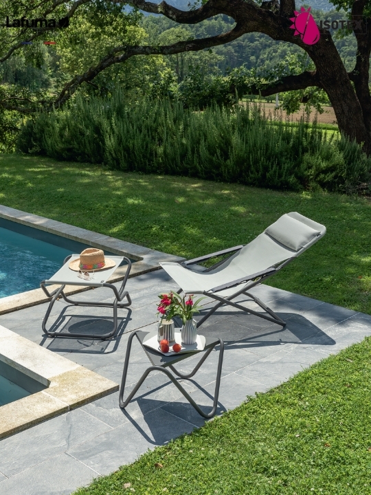 Table Basse Lafuma Mobilier Plateau acier perforé Vogue - Coloris Titane/Titane