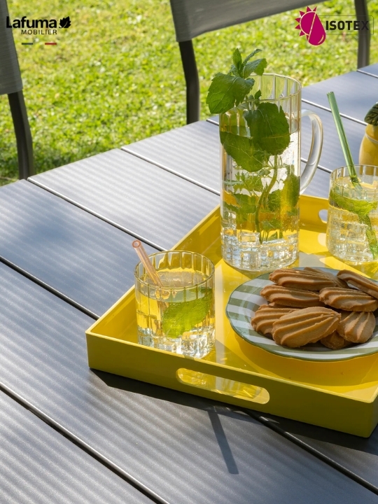 Table Repas extensible Lafuma Mobilier Oron 200 Lattes Alu - 200/260 x 100 cm Gris / Titane