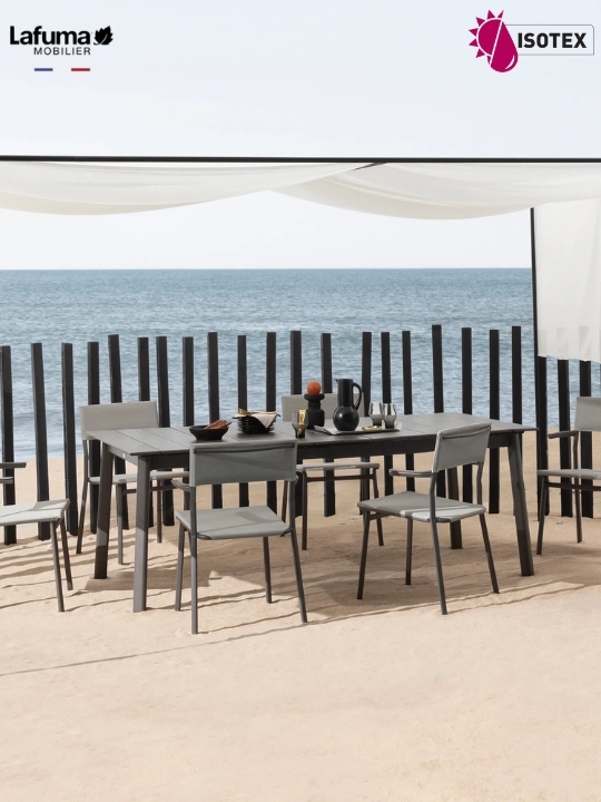 Table Repas extensible Lafuma Mobilier Oron 200 Lattes Alu - 200/260 x 100 cm Gris / Titane